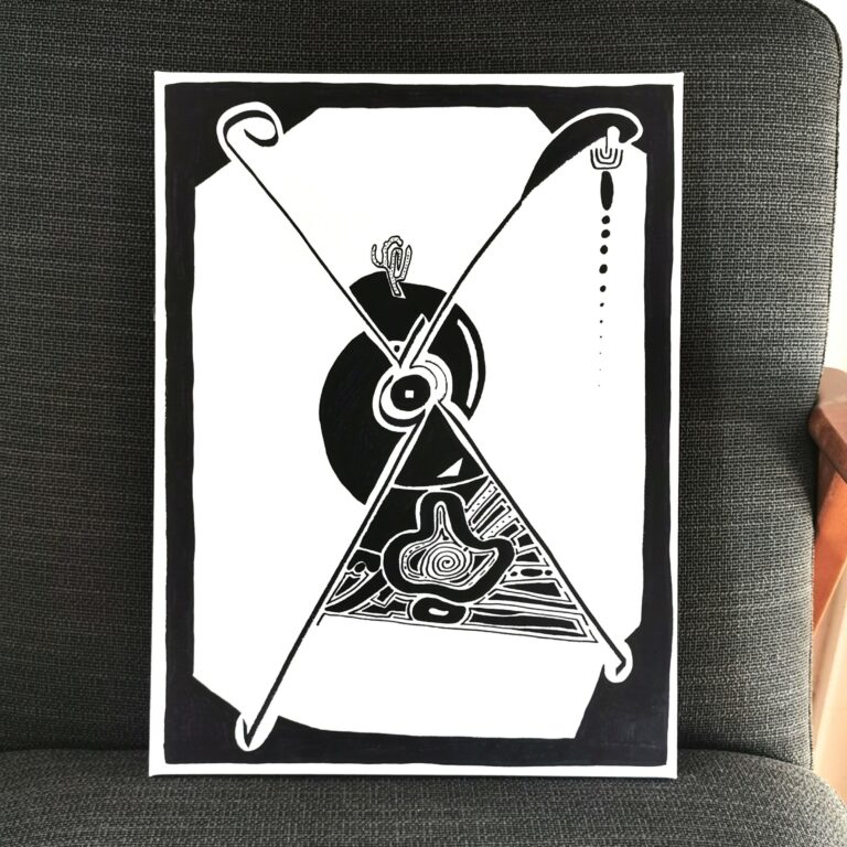 Permanent Marker auf Leinwand, A3